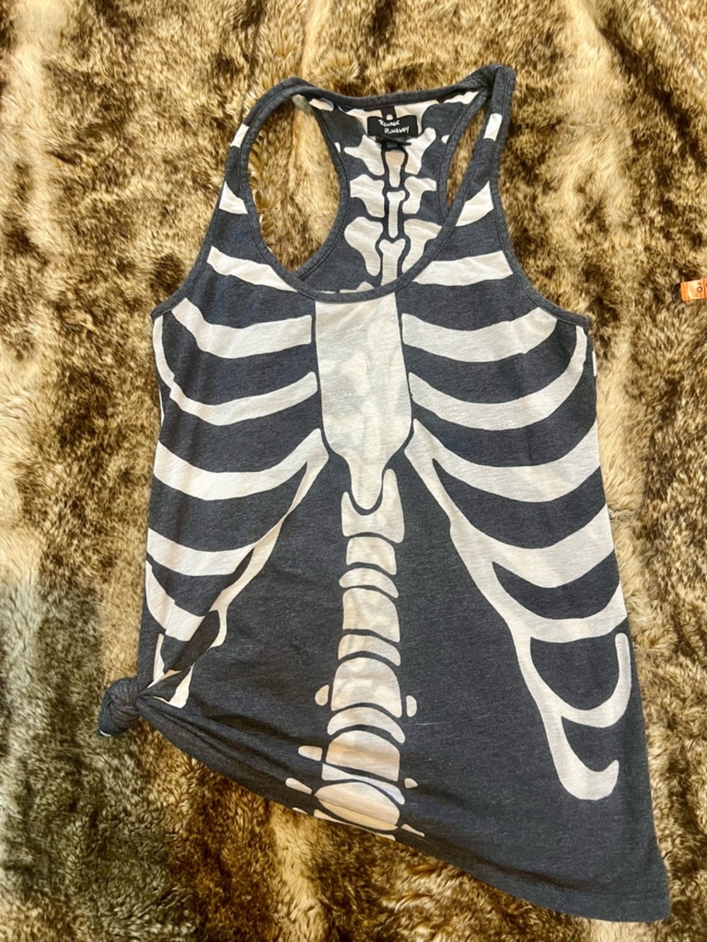 Women's Black & White Skeleton Graphic Tank Top - Sleeveless Scoop Neck - Picture 3 of 4
